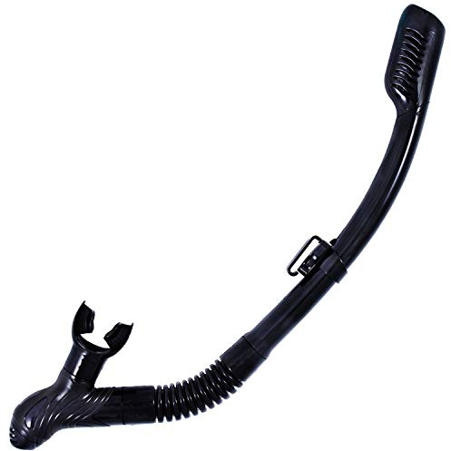 Dry Schnorchel mit Silikon Mundstück und Ausblasventil für Schnorcheln und Tauchen | schwarz