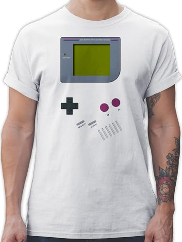 T-Shirt Herren - Karneval & Fasching - Gameboy | Nerds I 90s I 90iger I Fastnacht I Fasnacht I Fasnet - L - Weiß - Nerd Clothes faschingsshirt Faschings 90 Shirts Geschenke für Meinen Mann