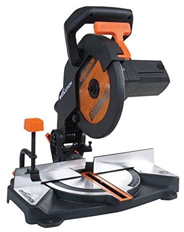 Evolution Power Tools 046-0002A R210CMS Compound Saw with Multi-Material Cutting, Bevel, 45 Degree Mitre, 3-Year Warranty, 1200 W, 110 V-Site Use