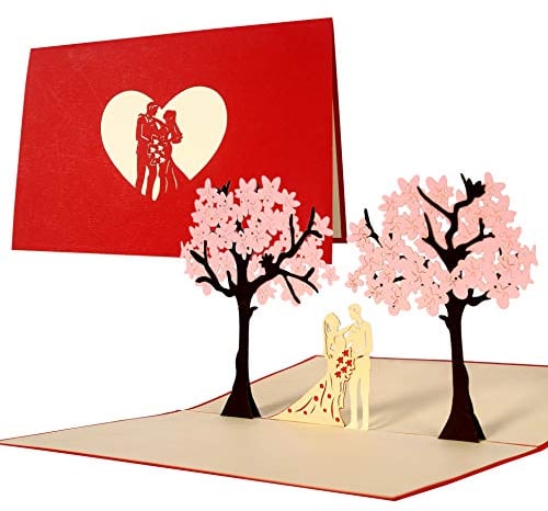 Hochzeitskarte Glückwunsch und Einladung, Edel, Elegant, originell, Geschenk, Mitbringsel Hochzeit, Glückwunschkarten, Hochzeitskarten mit Umschlag, Pop Up Karte, L10