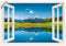 ARTland Wanddeko Wandtattoo selbstklebende Vinylfolie 130x90 cm Fensterblick Fenster See Landschaft Berge Alpen Bergsee Natur T4RC