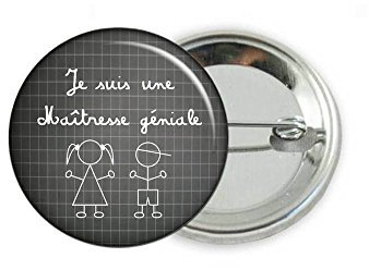 Angora 2 Badges - Je suis Une maîtresse géniale - & - Super Atsem - idée Cadeau Fin d'année Scolaire