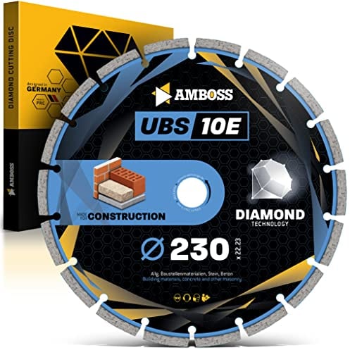 Amboss Diamant Trennscheibe UBS 10E - 230 mm x 22.23 mm - Beton/Baustellenmaterialien/Stein | gesintert | Segmenthöhe 7 mm