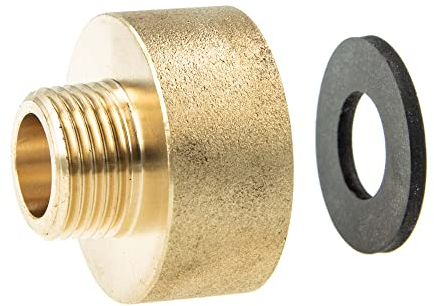 tecuro Messing Reduzierverlängerung 3/8 x 3/4 Zoll Flachdichtend mit EPDM-Dichtung für Sanitärinstallation