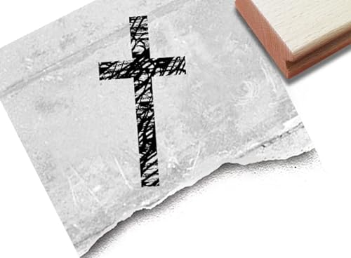 Stempel - Motivstempel KREUZ - Bildstempel Kommunion Taufe, Trauerstempel Traueranzeige Beileidsbekundung Danksagung Deko - zAcheR-fineT