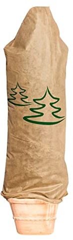 Windhager Winter-Deko-Vlieshaube Protect L, Kälteschutz, Frostschutz für Pflanzen, Wintervlies, Gartenvlies, Abdeckvlies, 0,6 x 1,8 m, Tannenbaum-Motiv, Beige