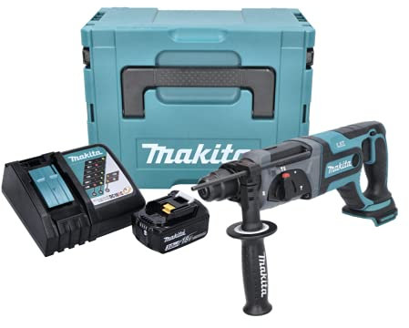 Makita DHR 241 RF1J 18 V Li-Ion Perforateur-Burineur sans fil SDS-Plus + Boîtier Makpac + 1x Batterie BL 1830 3,0 Ah + Chargeur DC 18 RC