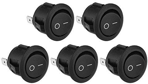 TuDu I/O on/off Tiny Self Appuyez sur les boutons à verrouillage Interrupteur à bascule à bascule rond pour voiture auto Bateau Noir 5 pcs