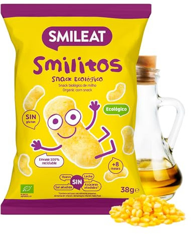 Smileat - Smilitos Snack - Sabor a Maíz - Merienda divertida para peques desde 8 Meses - 1 Bolsa de 38g