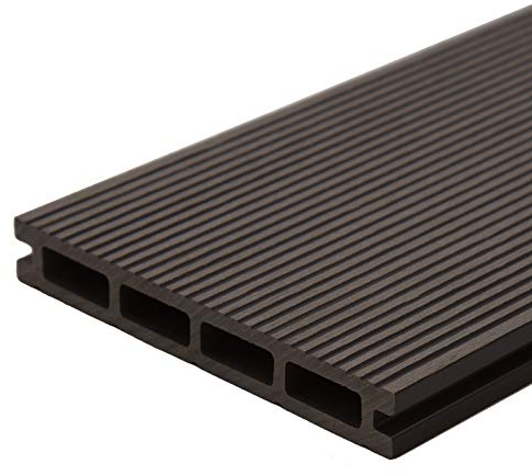 HORI WPC-Terrassendiele Komplettset Hohlkammer Komplettbausatz Terrassenplatten Premium Terrassenboden Garten I Fläche: 5 m² I 4,20 m Dielenlänge I Grau