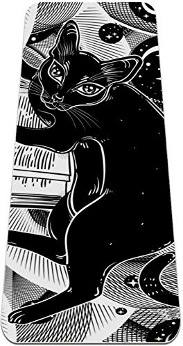 BestIdeas Yoga-Matte Smart Black Cat Lesebuch für Yoga, Pilates, Bodenübung Männer Frauen Mädchen Jungen Kinder Anfänger Rutschfestes Design