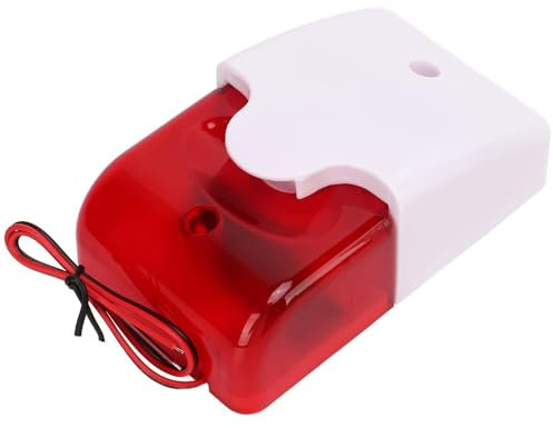 CABLEPELADO Alarma de Sonido y luz Estroboscópica Intermitente con Cable, Alarma estroboscópica, 110dB, Medidas 122 x 73 x 46mm, Cable de 1 Metro, IP65, Emite Luz y Sonido, 12V 300mA