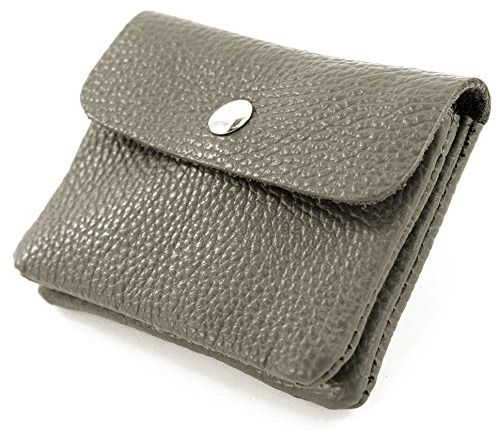 modamoda de P09 Damen Münzgeldbörse Geldbörse Portemonnaie Klein Leder Made in Italy P09, Farbe:Graphitgrau