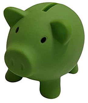 Sparschwein aus PVC mit weichem Körper in lebendigen Farben, originelle Spardose für Kinder, mit Deckel, leicht und robust, Olivgrün