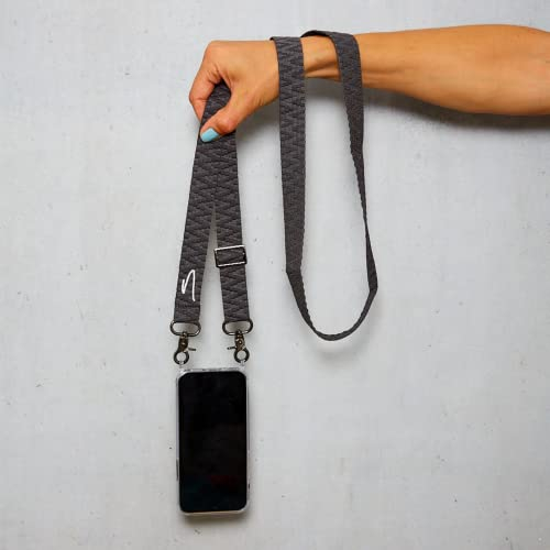 NOOMYA® Premium Fashion Handykette | Set Handyhülle iPhone 12/12 PRO & Handyband Phantom Grey | Handygurt zum Umhängen | Necklace Hülle mit Band | Set Wechselband mit Phone Case | Geschenk