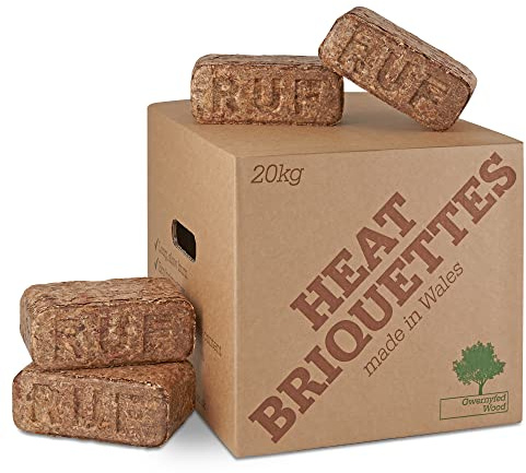 Eco Heat Log Briquettes 4 x 20kg (96 Briquettes) – Wood burners & Stoves - Eco Friendly Compressed Wood Fire Bricks Made in Wales. Up to 3 Hr burn time (4 x 20kg Pack (80kg))