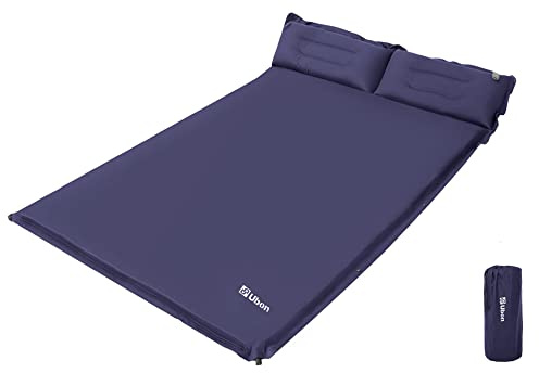 Ubon Camping Luftmatratze Wasserdicht Leicht Selbstaufblasend Tragbar | Leicht, Faltbar, Doppelbett, 190 × 130 × 3,6 cm, Leicht zu transportieren, Ergonomisches Kissen, Schaumstofffüllung