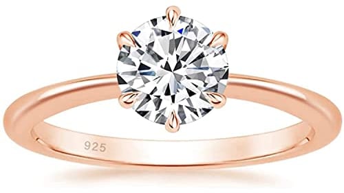 Zakk Damen Solitärringe Silber 925 Zirkonia Verlobungsringe Trauringe Eheringe Antragsring Hochzeitsringe (Rosegold,55 (17.5))