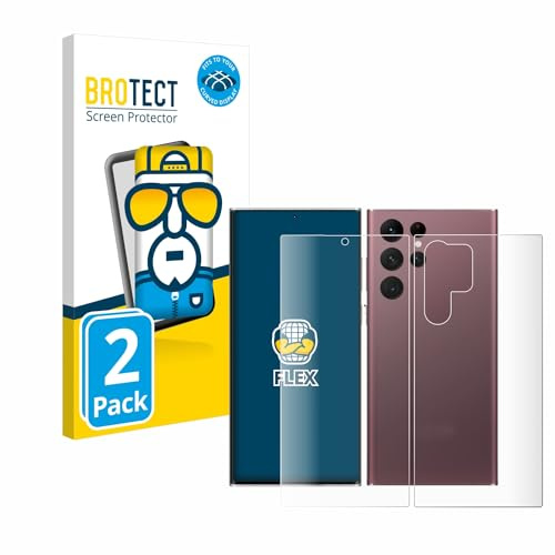 BROTECT 2 Stück Full-Cover Schutzfolie für Samsung Galaxy S22 Ultra 5G (Display+Rückseite) Full-Screen Displayschutz-Folie Kristall-Klar