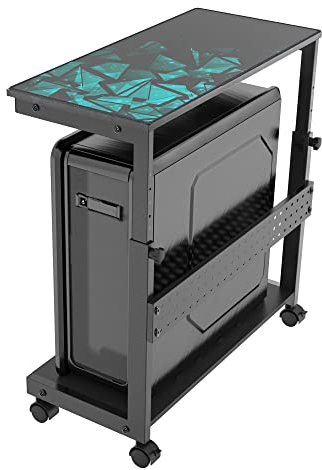 EUREKA ERGONOMIC PC Stand Adjustable Computer Tower with Large Mouse Mat, PC Tower Stand for Pinter, pc Trolley on Lockable Castor Wheels Sturdy, for Gaming Desk Computer Accessories, Black
