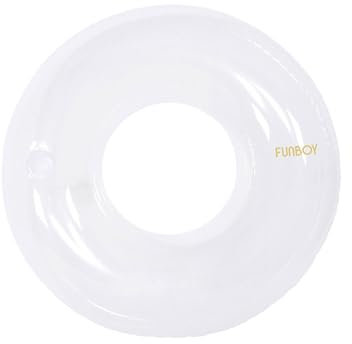 FUNBOY Riesiger superklarer inftlatable Ringschlauch-Schwimmer, 121,9 cm, transparentes übergroßes Design mit Getränkehalter