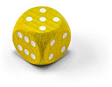 Waldfelsen Einzelne Bunte Holzwürfel Augenwürfel aus Holz in 20 frei konfigurierbar | Spielmaterial Zubehör Würfel 16 mm W6 D6 Standardgröße Knobel Dice 6-seitig (Gelb-weiß)
