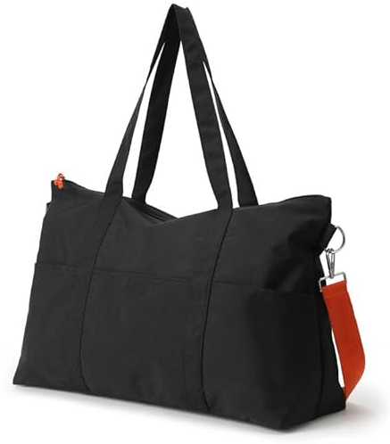 Laughhe Bolsa de Viaje para Hombres y Mujeres, Impermeable Bolsa de Lona Bolsa de Deporte, Bolsa Gimnasio Gran Capacidad Bolsa de Fin de Semana para Yoga, Natación, Gimnasio, Senderismo (Negro)