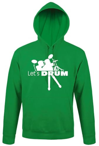 shirt84 Lets Drum - Sudadera con capucha para hombre, verde, XXXL