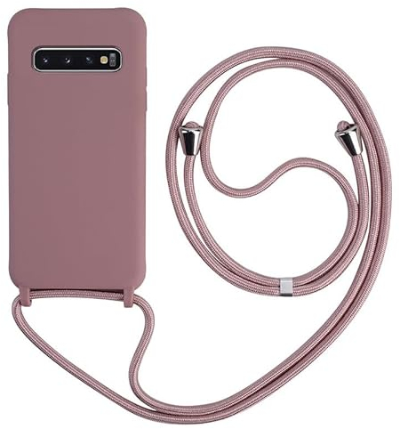 Keteen Handyband hülle für Samsung Galaxy S10 Handyhülle mit Band Slim Silikon S10 hülle mit Abnehmbar Kordel Stossfest Bumper Cover zum Umhängen Necklace Handyhülle für Samsung S10-Pink
