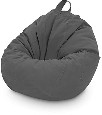 Trintion Bean Bag Chair Cover 90x110cm Storage Soft Toy No Filling Lazy Sofa Beanbag Stuffed Animal Chair Cover for Adult Kid Storage Stuffed Animal Soft Toy (Dark Grey)