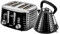 Geepas 4 Slice Bread Toaster & 1.5L Cordless Electric Kettle Combo Set Textured Design – 1750W Toastie Machine 7 Browning Control - 3000W Pyramid Kettle Auto Shut Off & Boil Dry Sensor, Black