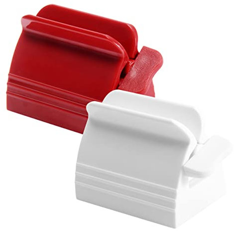 JECOMPRIS 2stücke Zahnpastasqueezer Aus Kunststoff Hand-stil Verdickter Tubenquetscher Für Zuhause Junge Mädchen Badezimmer Weiß Rot Geeignet Für Haarfarbe Farben Kosmetik Cremes Gels Und Me
