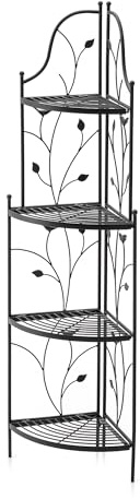 Glitzhome 52 H 4-Tiered Black Metal Corner Shelf Plant Stand