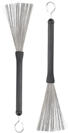 FERCAISH 2 pcs Schlagzeug Besen Jazz-Besen Drum Brushes Einziehbare Drum Besen mit Komfortablen Gummigriffe Trommel Büsche Sticks Versenkbar