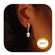 DOCHAIS Ohrringe 925 Silber 14K Vergoldete Creolen Gold mit Perlen Zirkonia Hypoallergen Perlen Ohrring Creolen Klein Ohrringe Damen Frauen Schmuck Gold