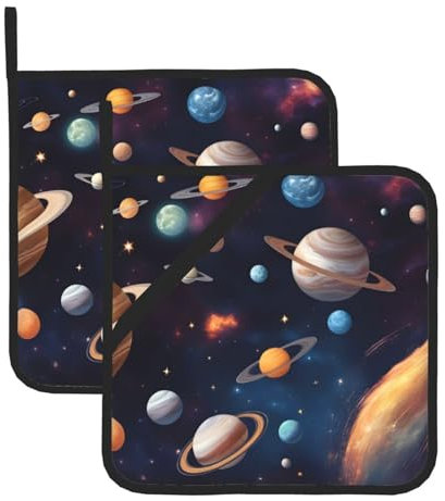 Universe Galaxy Outer Space Potholders BBQ Pot Holders for Heat Resistant Potholder, Hot Pads,Cooking Baking(2-Pack)