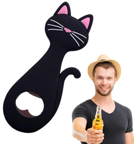Small Bottle Opener - Cute Cat Shape Magnetic Back Beer Opener | Stainless Steel Portable Fridge Magnet, Creative Beer Bottle Opener for Bar, KTV, Cabin, Hotel, Fun Kitchen Tool for Home or Profession
