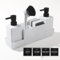 Spüli und Seifenspender Küche Set mit Schwammhalter Bürste, Spülmittelspender Küche Schwarz, Seifen und Spülmittelspender Set Küchengadget Spülbecken Organizer mit Seifenspender (Weiß, 4 in1)