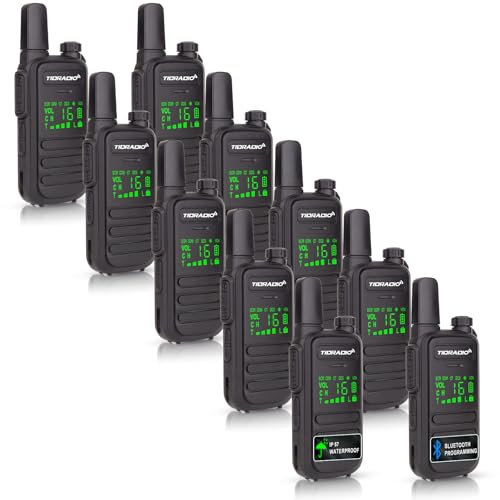 TDRADIO TD-M11 IP65 Waterproof Walkie Talkies, Walkie Talkies For Adults Long Range, Wireless Programming, Frequency Copy, NOAA, PMR446 Licence Free 2 Way Radio, Two Way Radio For Security-10 Pack