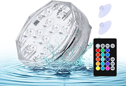 kosingna Submersible LED Lights with Remotes RGB 15 Colors Waterproof Pond Lights Underwater Lights for Swimming Pool Hot Tub Party Vase Fish Tank