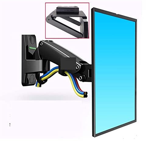 Monitor Arm, F120 17-27 Gas Spring Full Motion TV Wall Mount Bracket LCD Monitor Stand Aluminum Arm Bracket Silver 360 Rotate,Increased Load Capacity(BLACK WITH STB1)