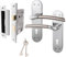 EAI Door Handle Key Lock Set - Duo Finish | 1 Pair Satin Nickel and Polished Chrome Internal Lever Lock Handles on Backplate with Lock (64mm) & Keys