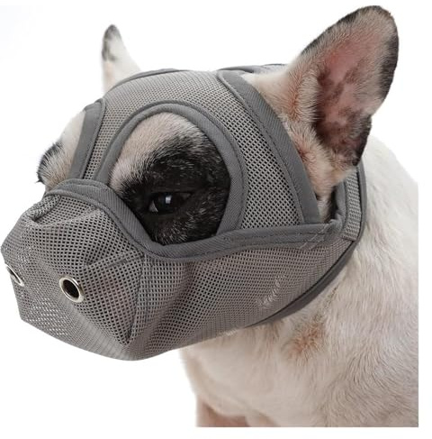 Maulkorb aus Leder zum Beißen und Kauen, Maulkörbe for Hunde, verstellbar, atmungsaktiv, Mundschutz for Hunde, Anti-Bell-Biss, for Französische Bulldoggen, Mops, Trainingshalsband, Haustier, verhinder