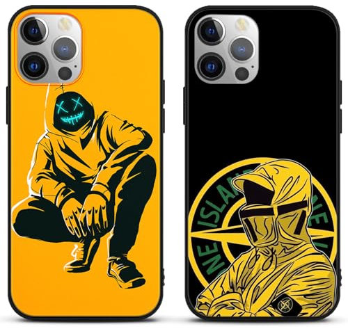 Yomyejisoo 2 Pièces Coque pour Apple iPhone 16 6.1 Stone Island Étui de téléphone la Mode et créatif Modèle Housse Ultra Mince Doux Noir Antichoc TPU Silicone pour Apple iPhone 16