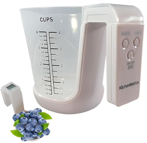 Misurino digitale con bilancia, bilancia da cucina 2 in 1, display LCD, 4 modalità di misurazione, per misurare liquidi e solidi, cottura, preparazione dei pasti, 21 x 14 x 14,6 cm