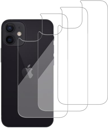 iCsapr 3 Pack Glass Back Screen Protector Compatible for iPhone 12 mini 2020 [5.4 Inch] [9H Hardness]-HD Back Tempered Glass, Scratch Resistant,Easy Install，Rear Glass Protector