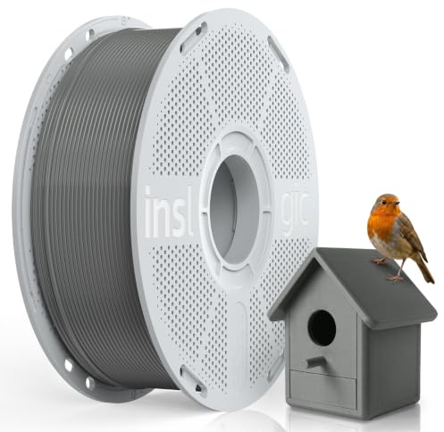 Inslogic Vorgetrocknetes ASA 3D Drucker Filament 1,75 mm, Grau, 1 kg | UV- & Witterungsbeständig, Hochfest und Hitzebeständig, Wenig Verzug, Langlebig, für Outdoor- & Funktionsteile