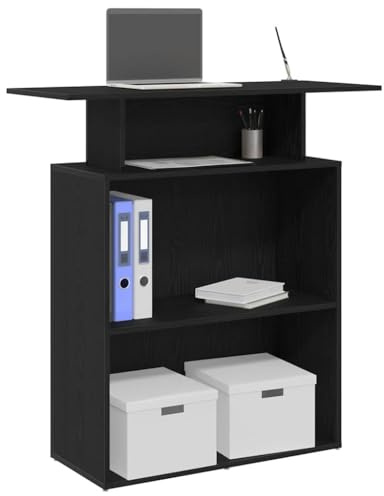 Hommdiy Empfangstheke Schwarz 100x40x104 cm Salon Kassentheke Büro Empfangstisch Holzwerkstoff