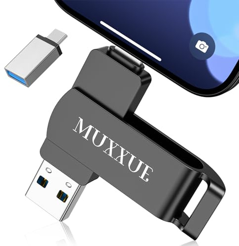 MUXXUE 128GB USB Stick für iPhone,1Pad,OTG Android Handy,PC | Ohne EIN App Herunterzuladen,3 in 1 Speicherstick Phone USB Stick für Foto- und Videosicherung