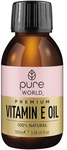 Pure World High Strength Vitamin E Oil 70% Tocopherol. 100ml Pure & Natural. Cold and Freshly Pressed Vitamin E Oil. Skin, Face, Hair, Nails – Antioxidant for Scars, Stretch Marks, Wrinkles & Dry Skin